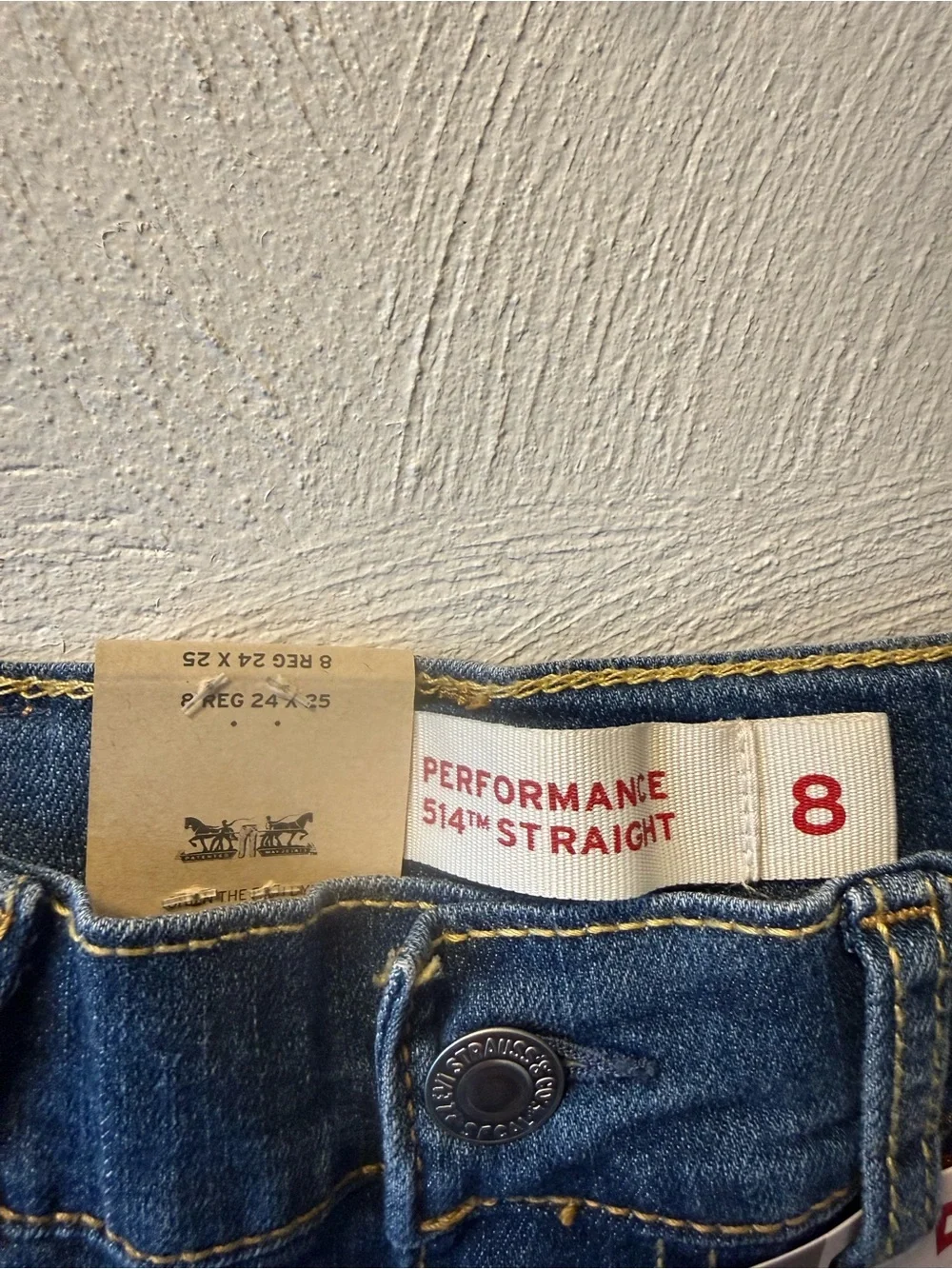 Levi’s 514 Straight Fit Jeans Boys Sz 8 24x25 NWT Stretch Denim Adjustable Waist - Picture 4 of 5